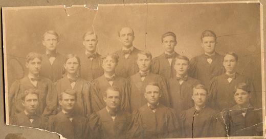 Group photo of the Men's Choral Club.  Music was always an important part of life at the Northwest Normal School.  The Acappella Club was particularly popular.